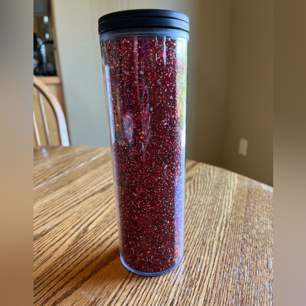 Red glitter Starbucks travel cup